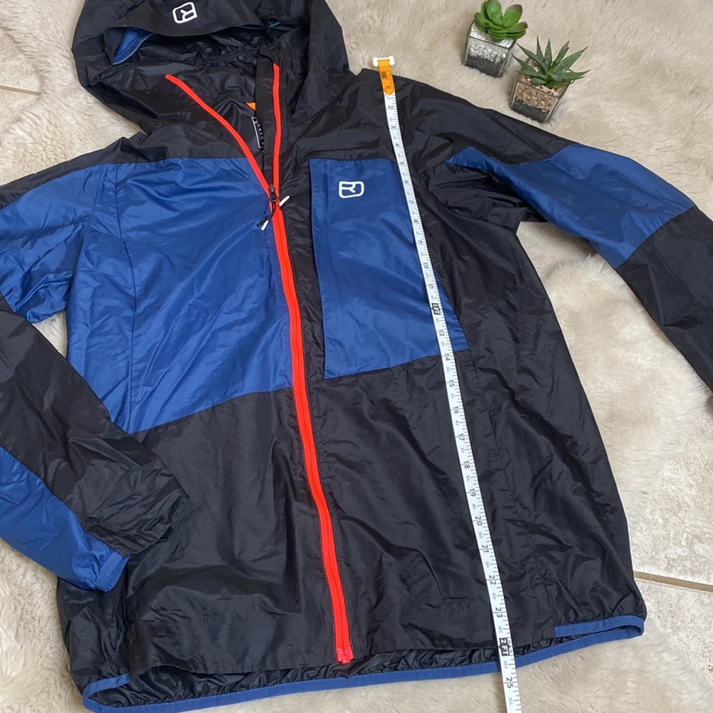 Ortovox Jacket Windbreaker Merino Wool Womens Medium Black Blue Neon Orange - Picture 9 of 15